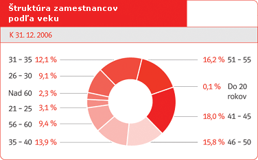 Štruktúra zamestnancov podľa veku
